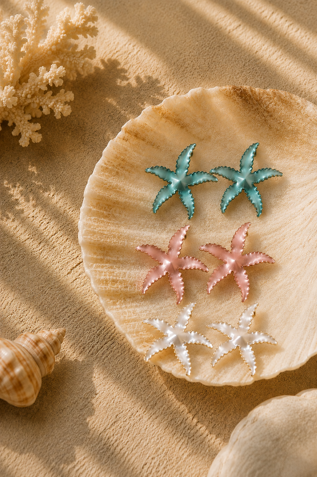Coral Star Earrings