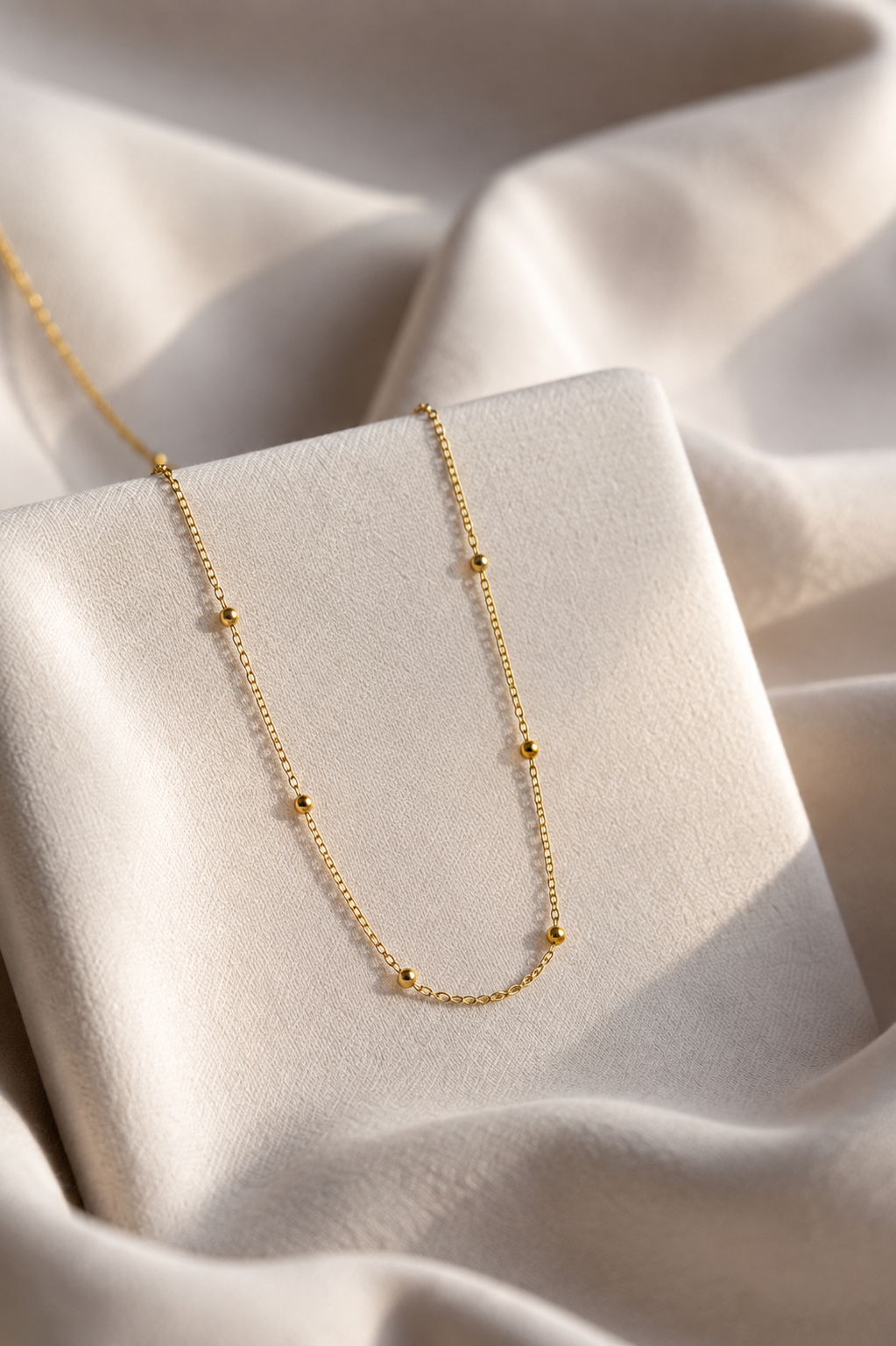 Golden Bead Station Necklace