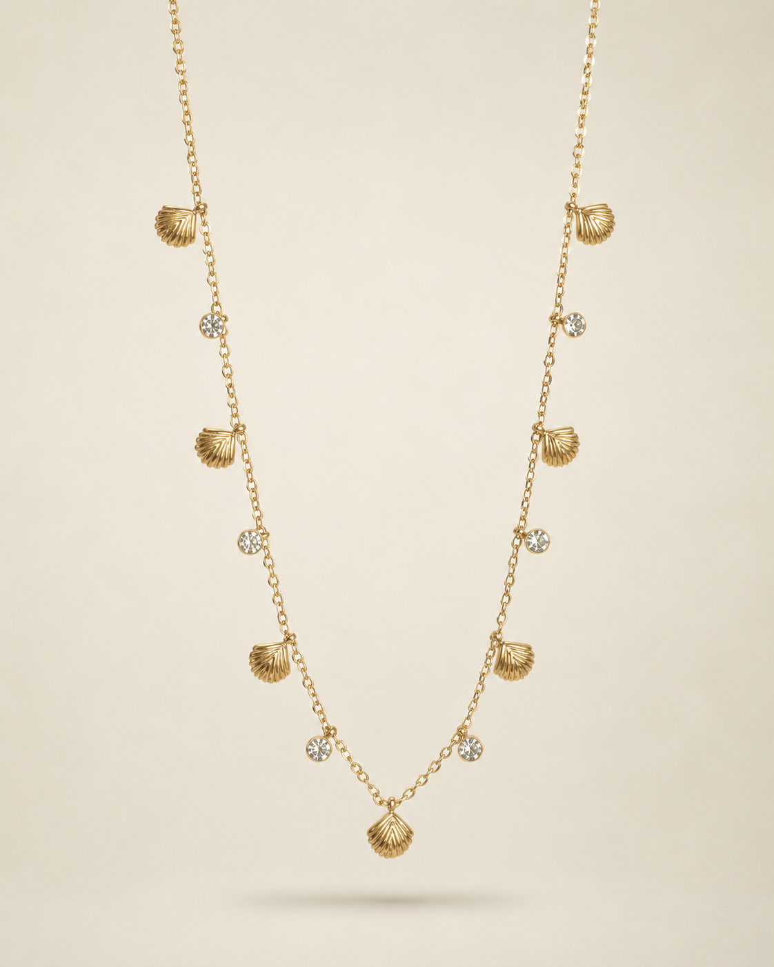 Golden Shell Cascade Necklace