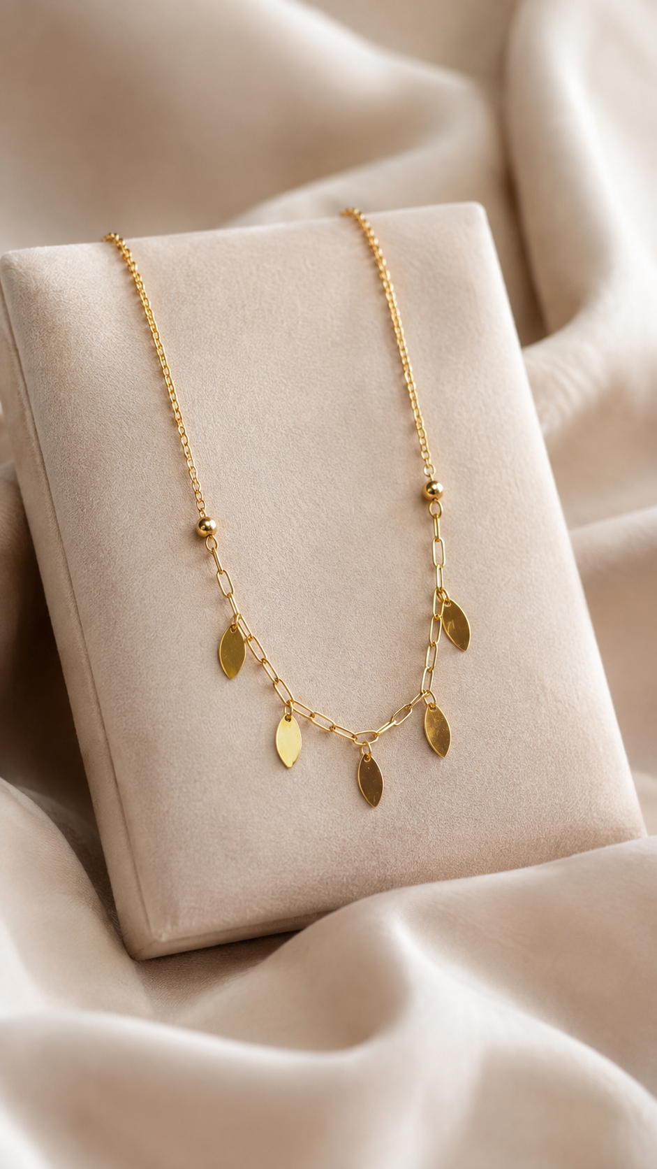 Golden Leaf Drop Necklace