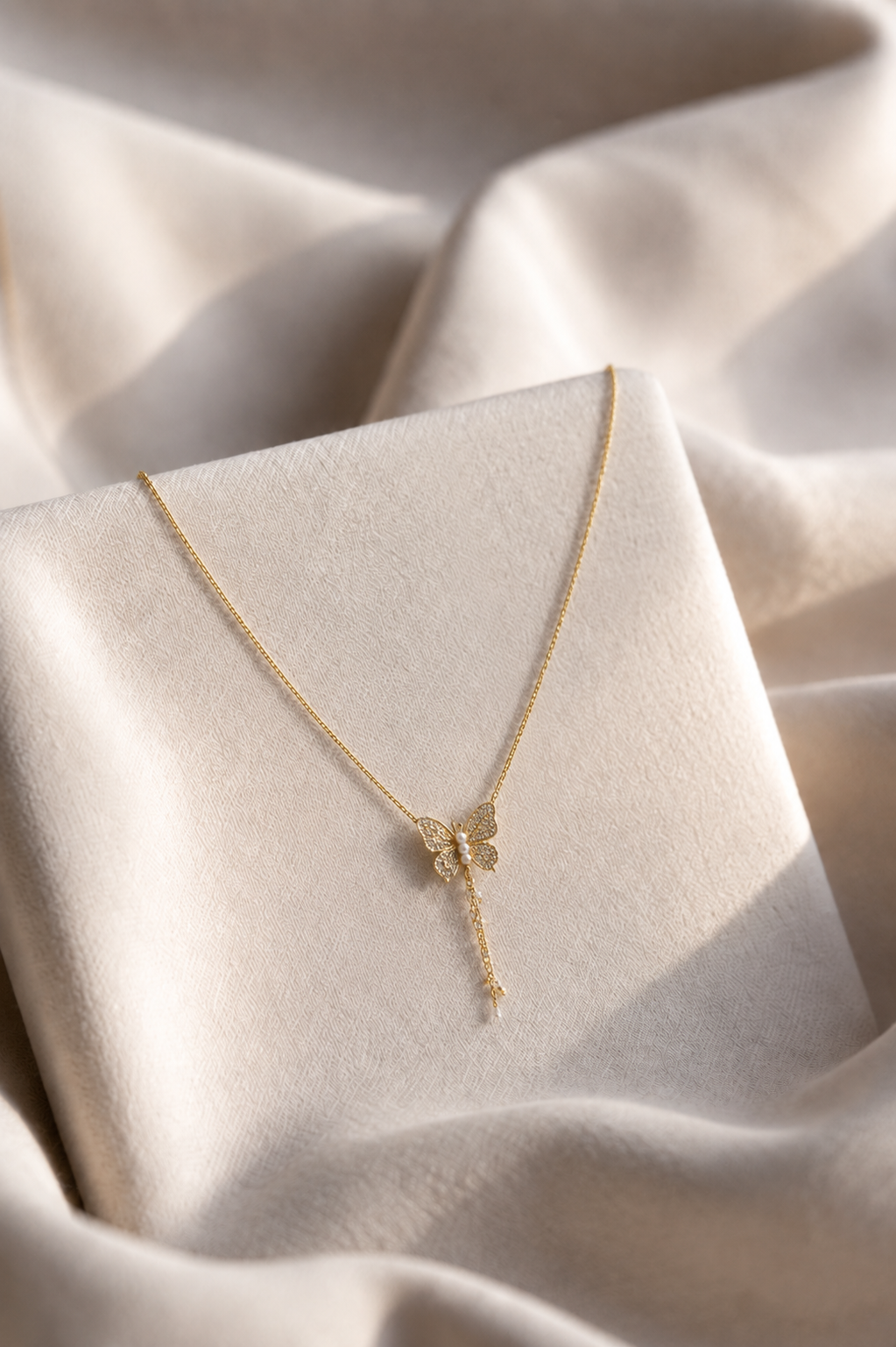 Pearl Butterfly Tassel Necklace