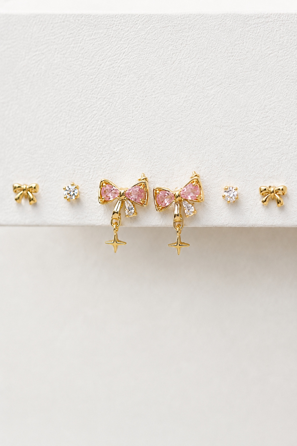 Pink Bow Charm Earrings