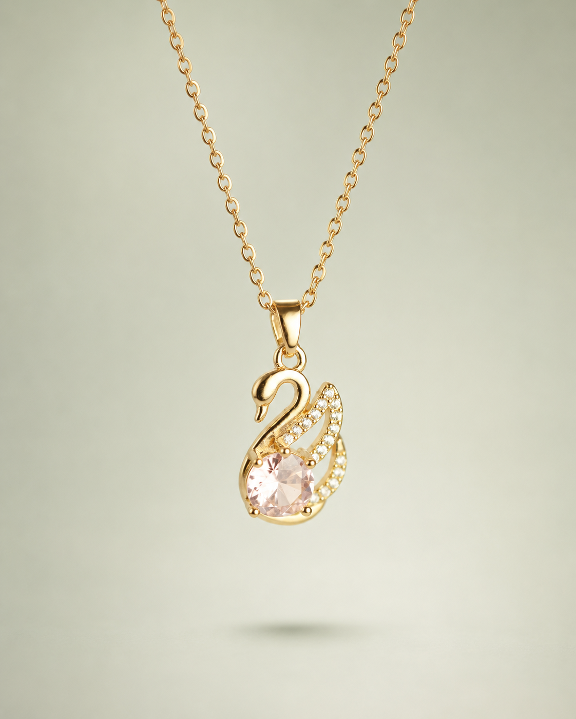 Pink Swan Drop Necklace
